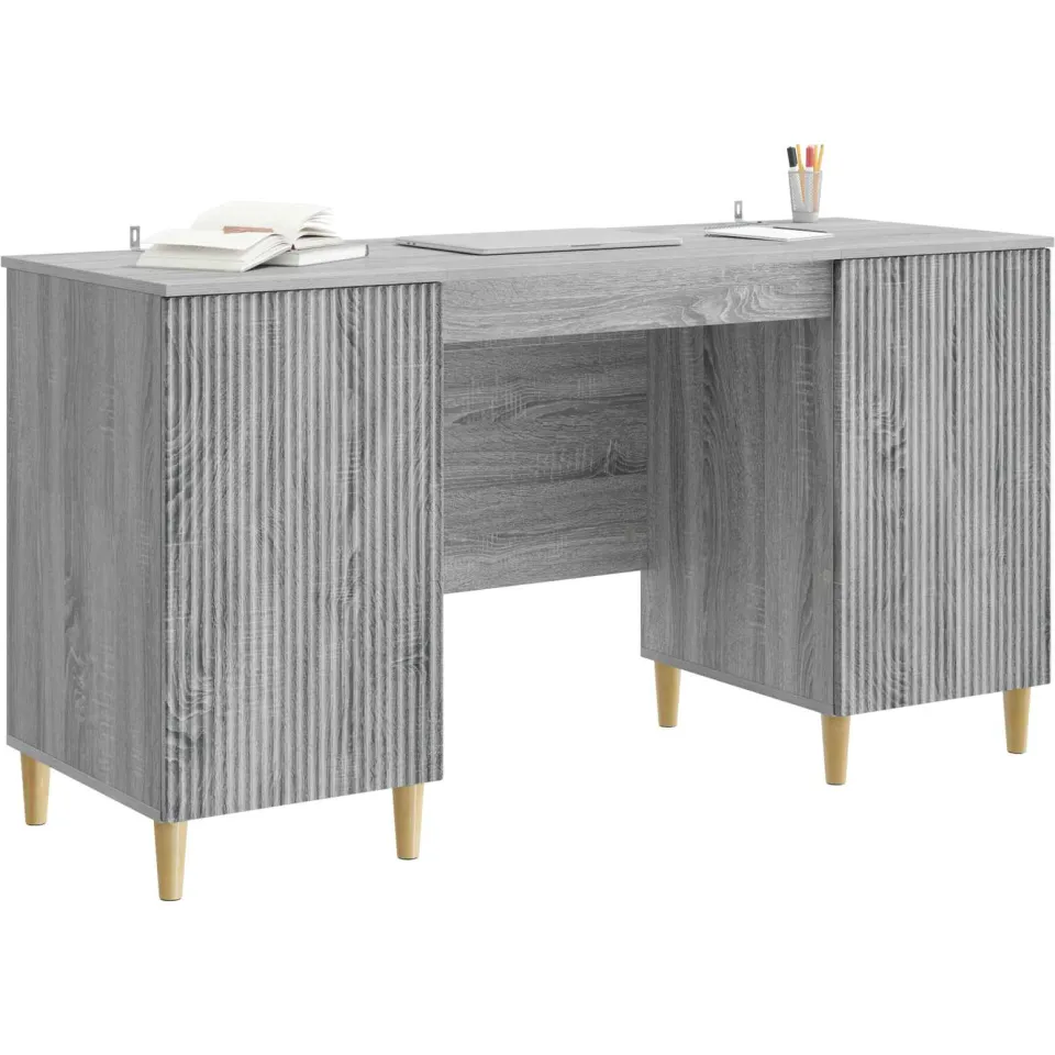 vidaXL Bureau met plank Grijs sonoma 142,5 x 50 x 75 cm Bewerkt hout