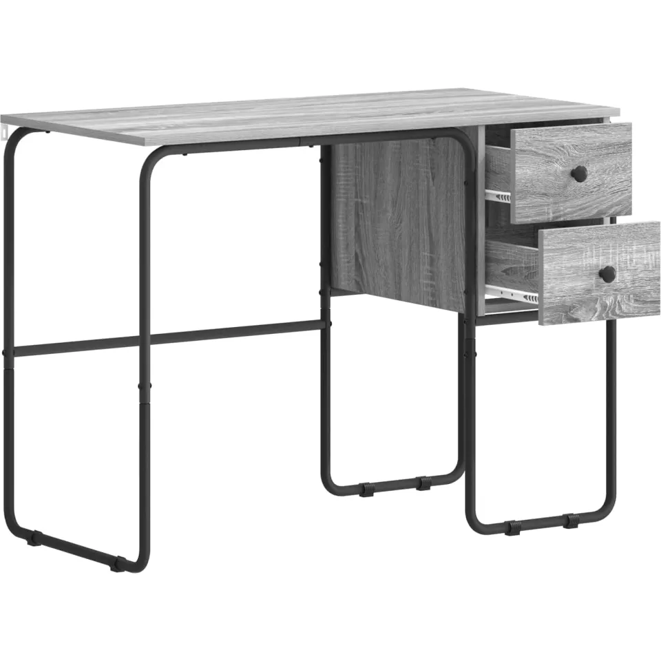 vidaXL Bureau met opbergruimte Grijs Sonoma 100 x 50 x 75 cm