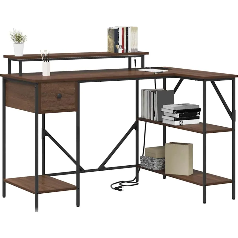 vidaXL Bureau Bruin Eiken 120 x 79 x 86,5 cm Bewerkt hout