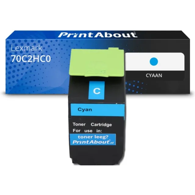 PrintAbout Huismerk Lexmark 70C2HC0 (702HC) Toner Cyaan Hoge capaciteit