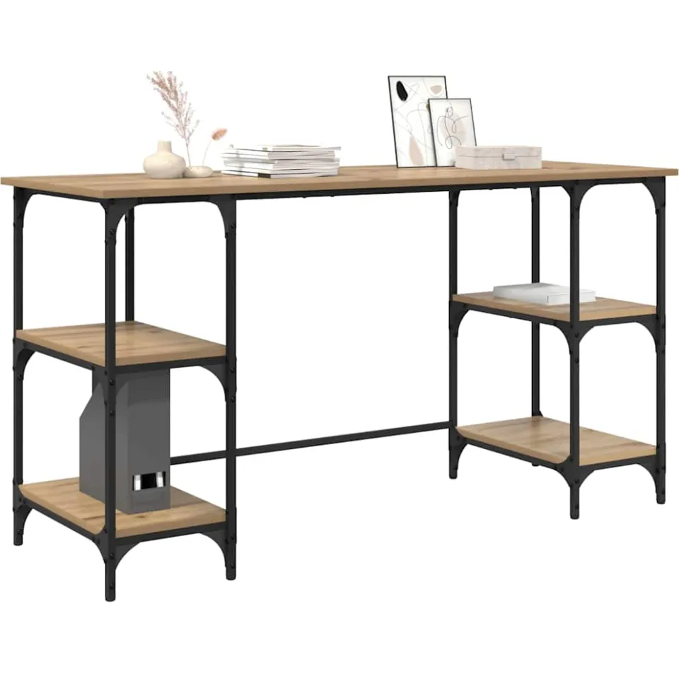 vidaXL Bureau Artisan Eiken Bewerkt hout 140 x 50 x 75 cm
