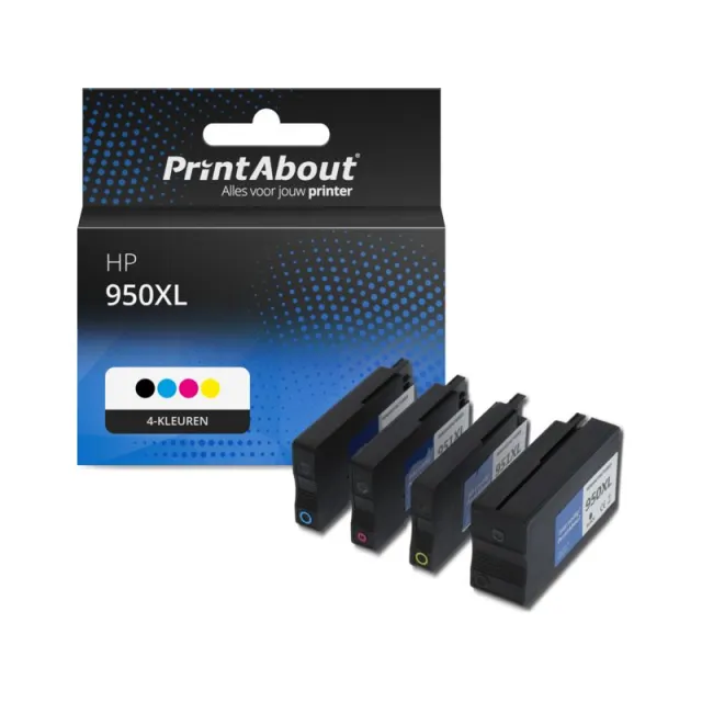 PrintAbout huismerk Inktcartridge 950XL (C2P43AE) 4-kleuren Multipack Hoge capaciteit Geschikt voor HP