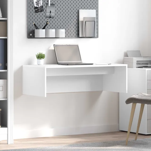 vidaXL Wandbureau Wit 100 x 45 x 30 cm Bewerkt hout, foto 2