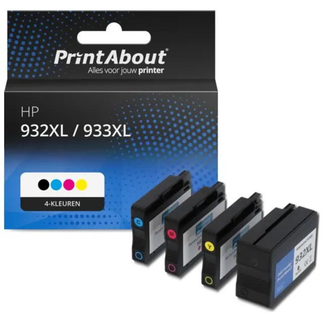 PrintAbout Inktcartridge / Alternatief voor de HP CN053AE (nr. 932XL) / 4 Kleuren 4-kleuren