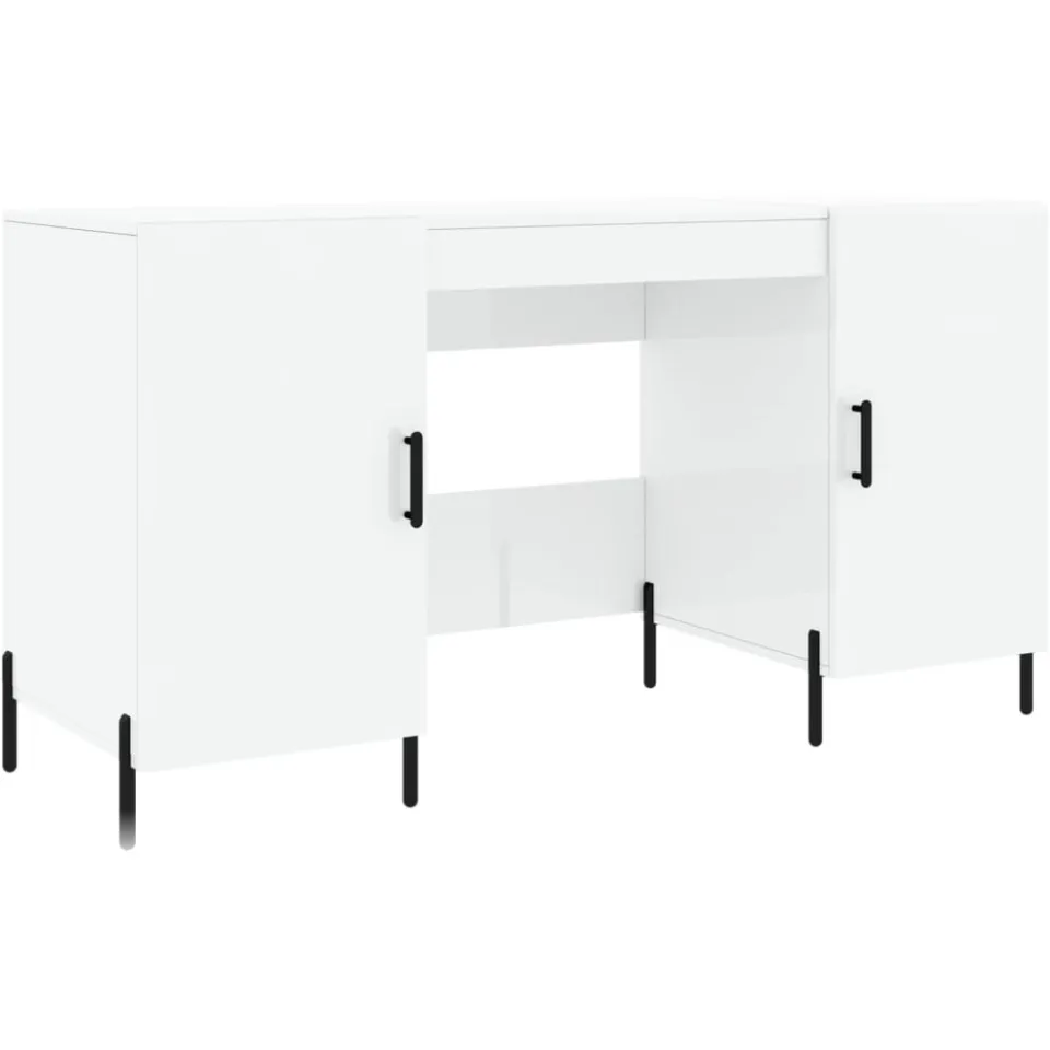 vidaXL Bureau 140x50x75 cm bewerkt hout hoogglans wit, foto 3