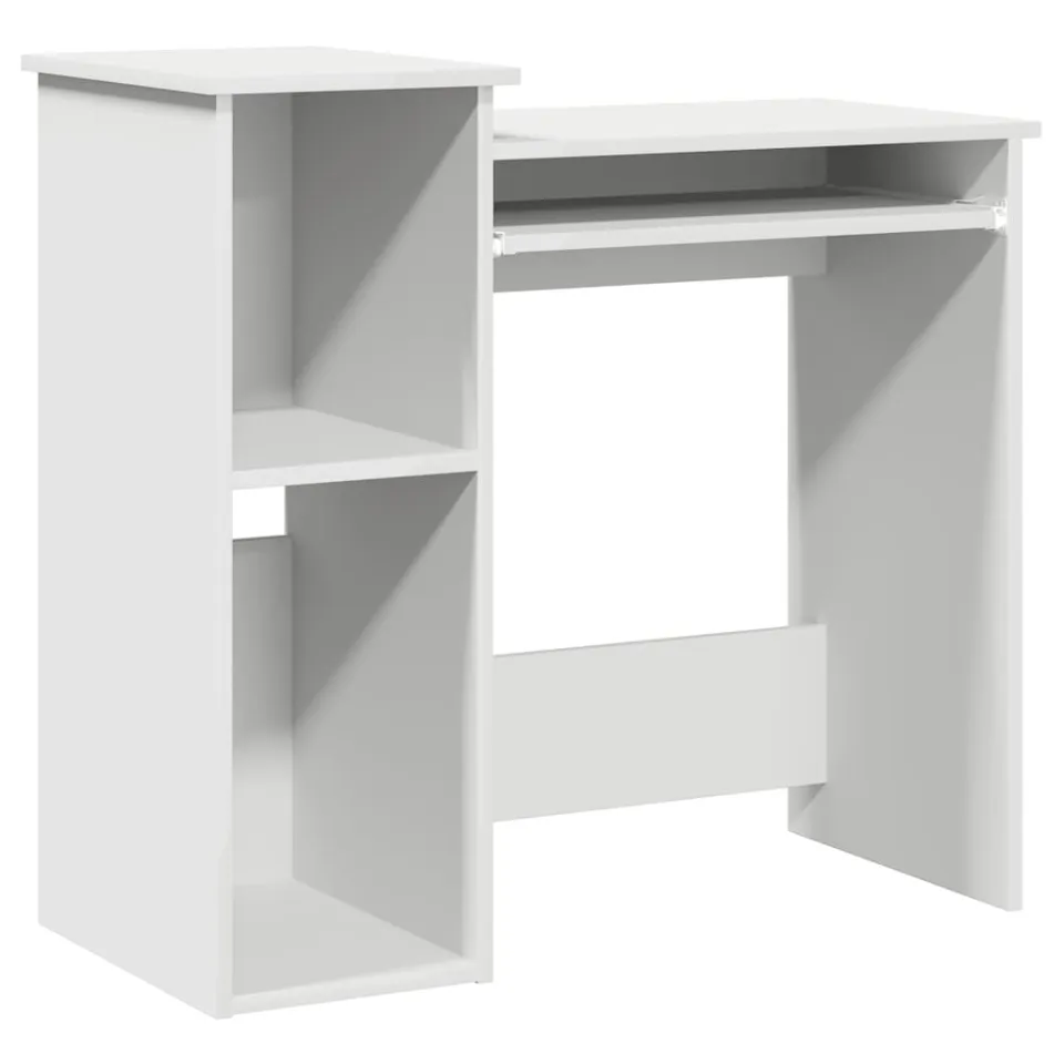 vidaXL Bureau met schappen 84x40x78 cm bewerkt hout wit, foto 3