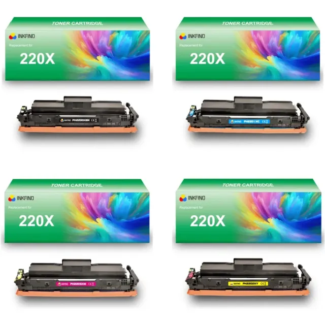 INKFIND 220X (W2200X/W2201X/W2202X/W2203X) tonercartridge multipack van 4 stuks (Zwart+Cyaan+Magenta+Geel) compatibel met HP 220X (W2200X/W2201X/W2202X/W2203X) toner cartridge -4-pack BK/C/M/Y Zwart/Cyaan/Magenta/Geel