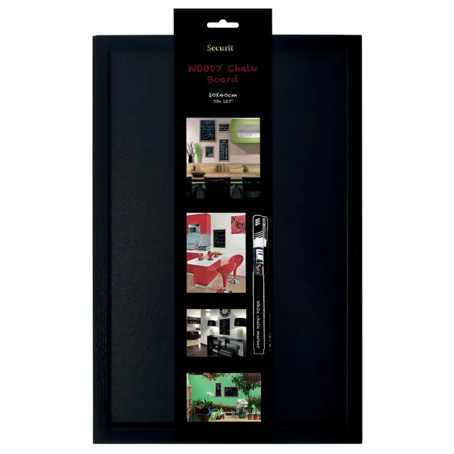 Securit krijtbord Woody ft 60 x 40 cm, zwart