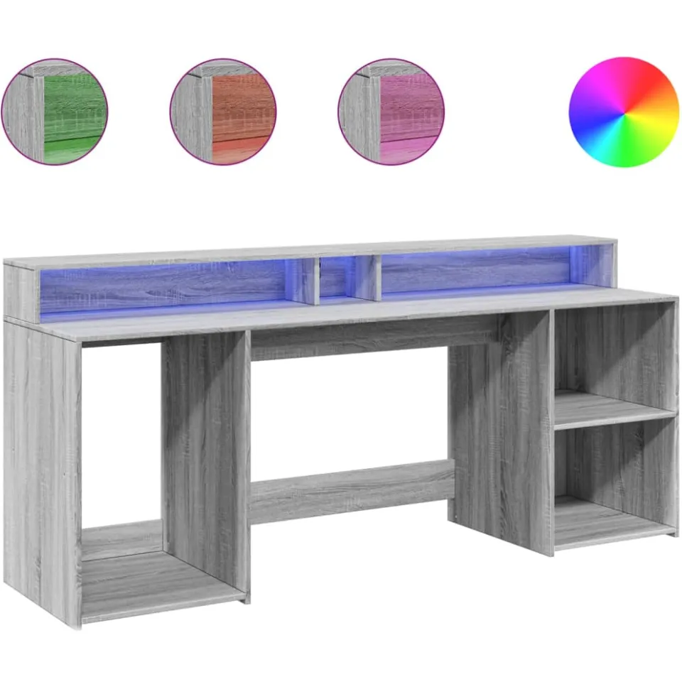 vidaXL Desk Grijs Sonoma 200 x 55 x 91 cm Engineered wood