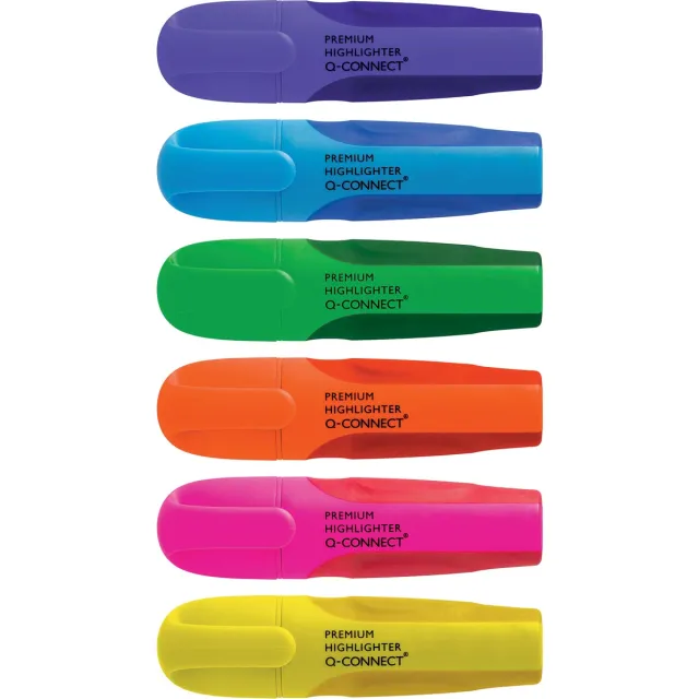 Q-CONNECT Premium markeerstift, geassorteerde kleuren, pak van 6 stuks blauw