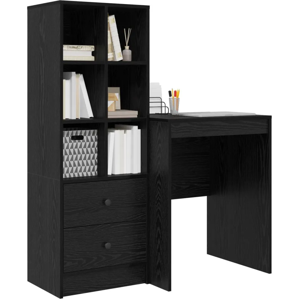 vidaXL Bureau Zwart Eiken 105,5 x 50 x 127 cm 2 st