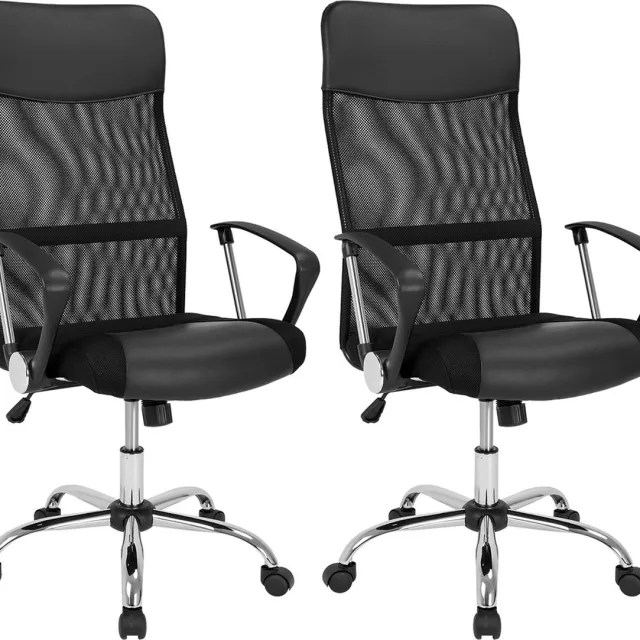 Casaria Deuba Bureaustoel – 2 Stuks Ergonomisch Schommelfunctie - Zwart