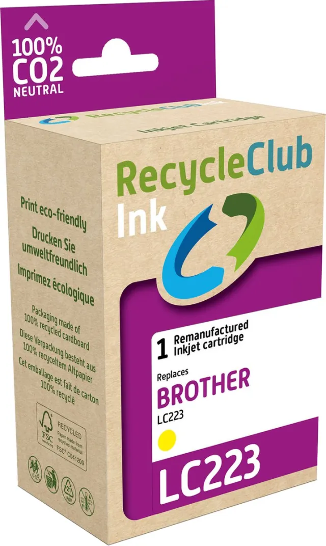 RECYCLECLUB inktcartridge - Inktpatroon - Geschikt voor Brother - Alternatief voor Brother LC-223 Yellow Geel 6ml - 550 pagina's