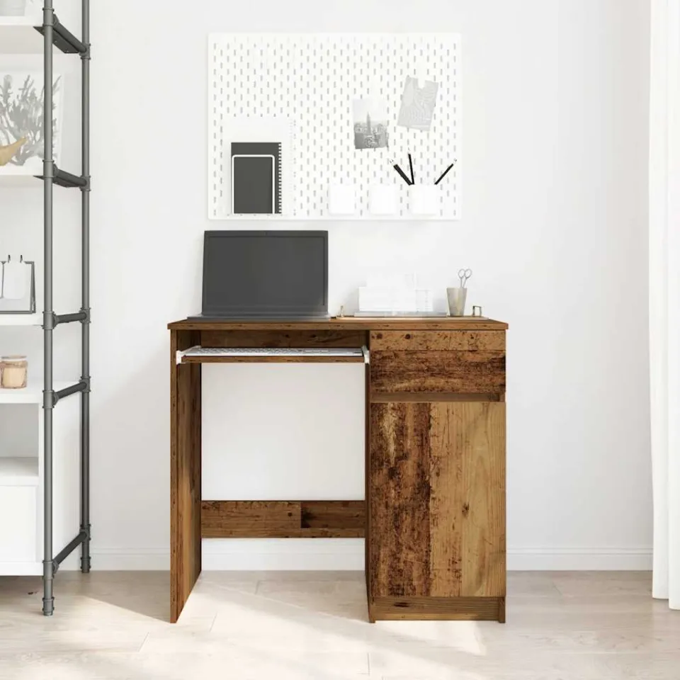 vidaXL Bureau 86x49x76 cm spaanplaat oud hout bruin, foto 3