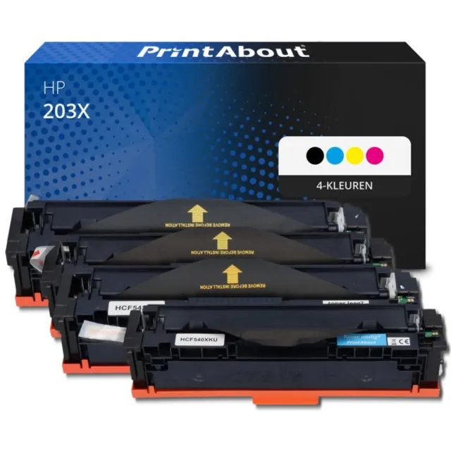 PrintAbout huismerk Toner 203X (CF540X) 4-kleuren Multipack Hoge capaciteit geschikt voor HP