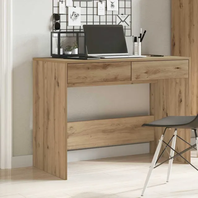vidaXL Bureau 101x50x76,5 cm bewerkt hout artisanaal eikenkleur, foto 2