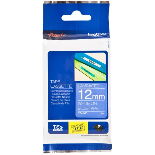 Brother Labeltape Brother P-touch TZe-535 standaard 12mm wit op blauw