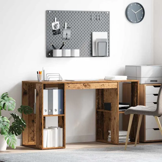 vidaXL Bureau Oud Hout 130 x 50,5 x 75 cm Bewerkt hout bruin, foto 2