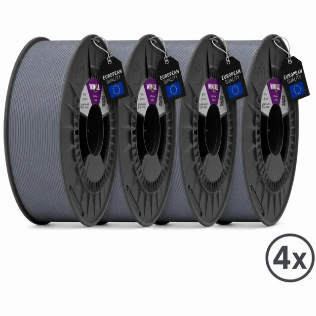 Winkle ASA 3D Filament - Filament voor 3D printer - Hoge Nauwkeurigheid - Grijs - Ø 1,75 mm - 4x1 kg 4x Grijs