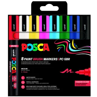 Posca Paintmarker Uni POSCA PC-5BR brushpunt medium set à 8 kleuren
