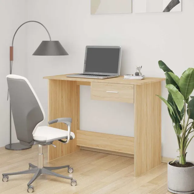 vidaXL Bureau 100x50x76 cm bewerkt hout gerookt eikenkleurig, foto 2