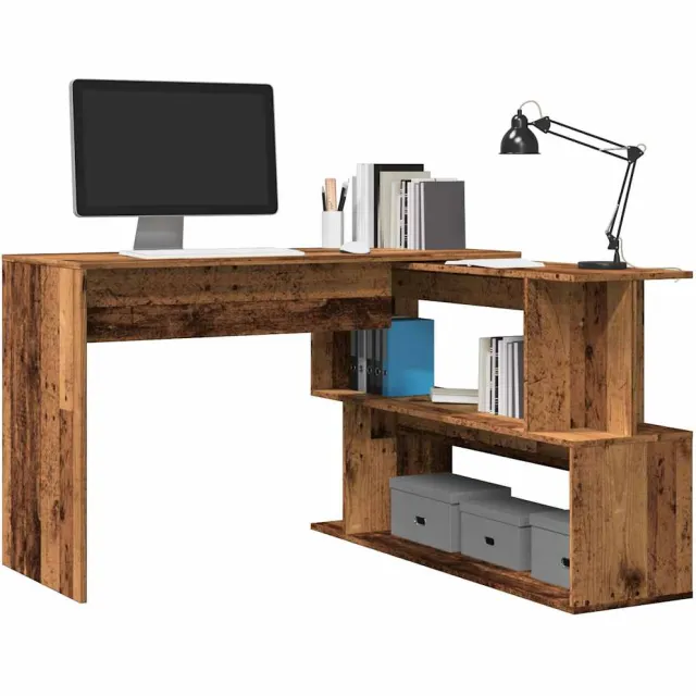 vidaXL Hoekbureau 200,5x50x76 cm bewerkt hout oud houtkleurig Bruin
