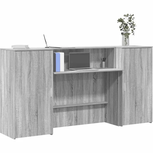 vidaXL Receptiebalie 200x50x103,5 cm bewerkt hout grijs sonoma eiken