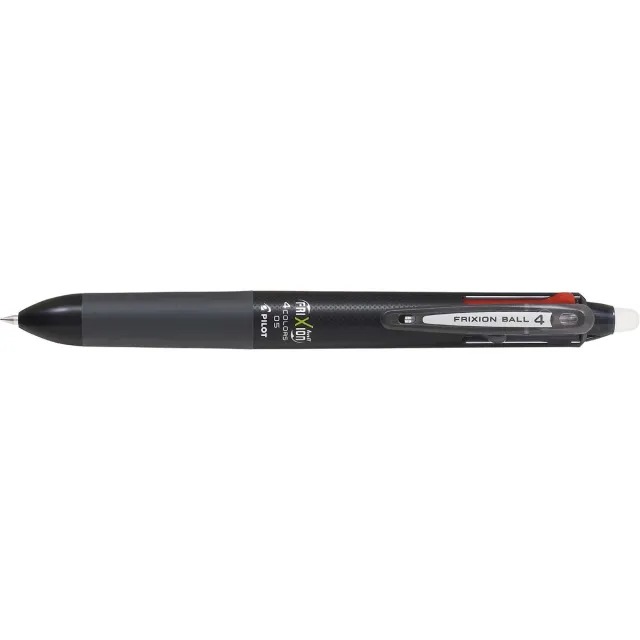 Pilot roller Frixion Ball 4-kleurenroller, fijn, klassieke inktkleuren, zwart lichaam blauw