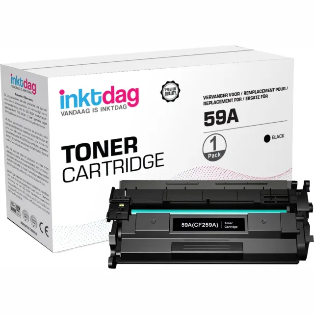 inktdag 59X with Chip Compatible with HP 59X CF259X CF259A 59A Toner for LaserJet Pro M404dn MFP M428dw M428fdw M428fdn M404dw M304 with High Yield 10,000 Pages Single Pack Zwart