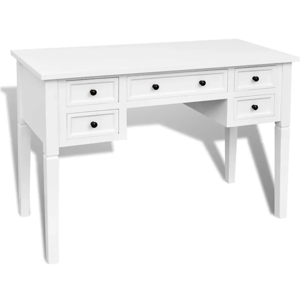 vidaXL Schrijftafel met 5 lades wit, foto 3