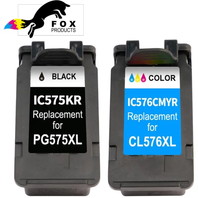 FoxProducts 575XL 576XL Inktcartridge XL 2x 20 ML. - 575 - 576 inkt – Geschikt voor Canon Pixma TR4750i, TR4751i, TS3550i, TS3551i Kleur & Zwart