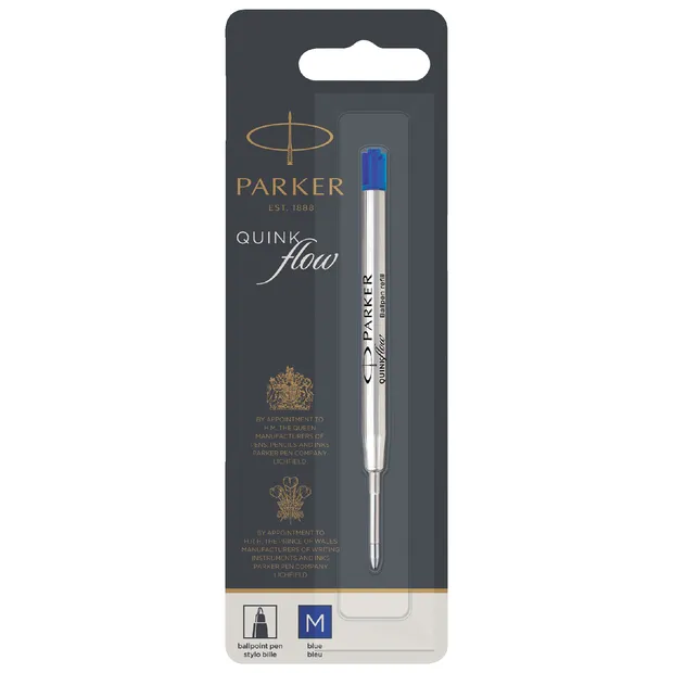 Balpenvulling Parker Quinkflow medium blauw blister à 1 stuk