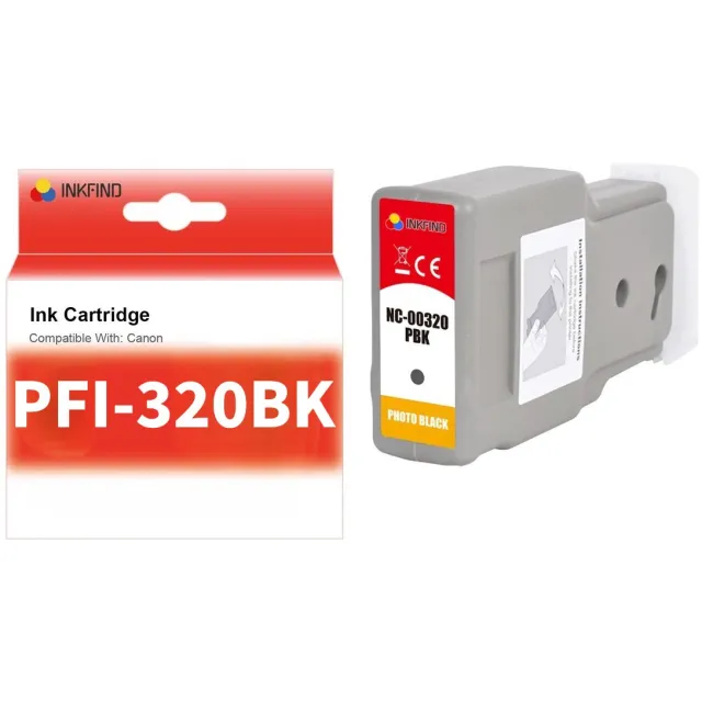 INKFIND PFI-320 foto Zwart Inktcartridge compatibel met Canon PFI-320 PBK - 1-pack Zwart*1 Zwart x1
