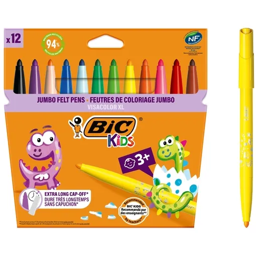Bickids Kleurstiften BicKids Visacolor XL Ecolutions assorti etui á 12 stuks