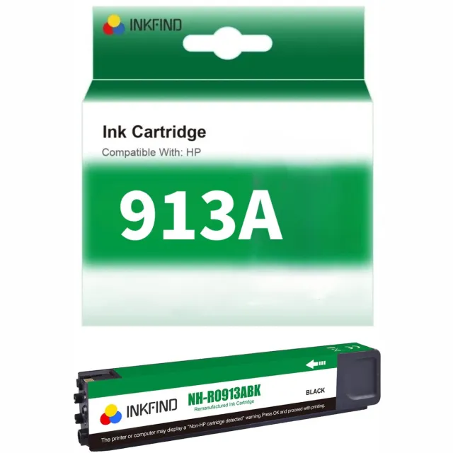 INKFIND 913A Zwart Inktcartridge compatibel met HP913 HP913A HP 913 HP 913A geschikt voor HP PageWide 352dw - 377dn - 377dw - Pro 452dn - HP MFP 477dw - HP MFP 477dwt Hoge Capaciteit - 1-pack Zwart Zwart x 1