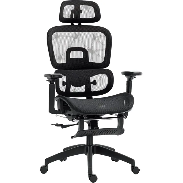 Homcom bureaustoel - mesh (100% polyester) - 66x64x122cm - zwart