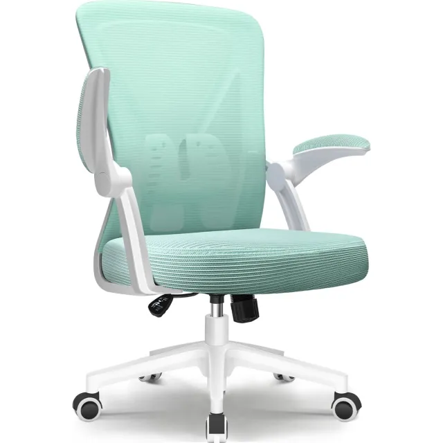 Elekiatech Ergonomische Bureaustoel - Bureaustoel - Opklapbare Armleuningen - Bureaustoelen voor Volwassenen - 150 Kg - Blauwgroen