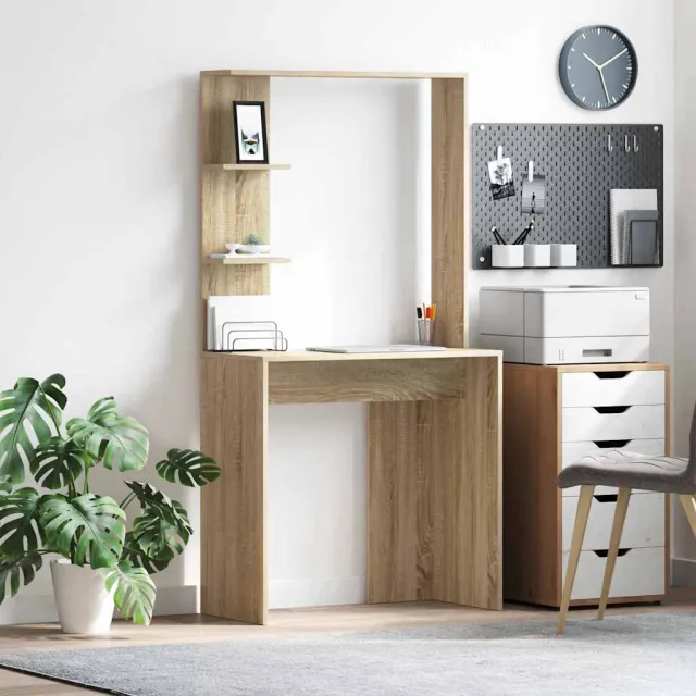 vidaXL Bureau Sonoma Eiken 78,5 x 37 x 154,5 cm Bewerkt hout, foto 2