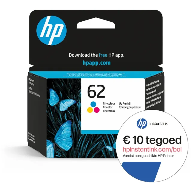 HP 62 - Inktcartridge - Origineel - Standaard capaciteit - Kleur + Instant Ink tegoed