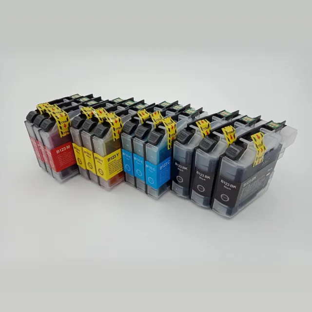 KATRIZ huismerk inkt voor Brother 3x LC123XL BK +3x LC123XL C+ 3x LC123XL M+ 3x LC123XL Y (12stuks) - Met chip Zwart, Cyaan, Magenta, Geel