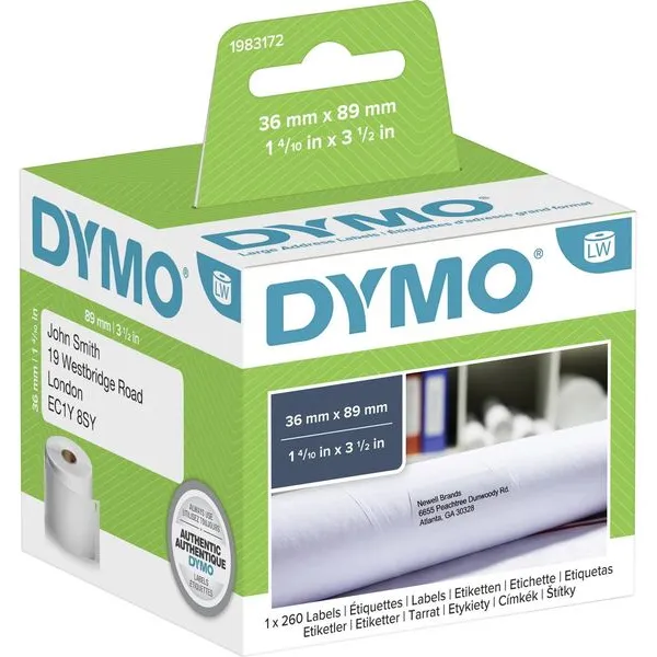 Dymo Etiket dymo labelwriter adressering 36x89mm 1 rol Zwart op wit