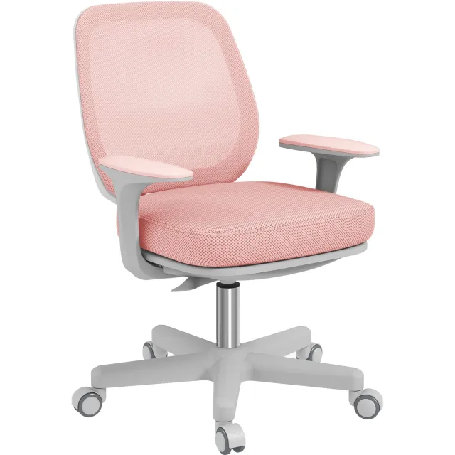 Lunpog Ergonomische Bureaustoel met Ademende Rug - Hoogteverstelbaar - Roze - 55x48x82.5-94.5cm