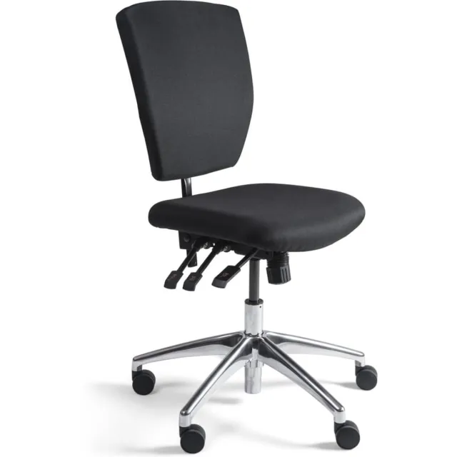 Workliving Werkstoel C Comfort - Alu onderstel - Wielen - (N)EN 1335 - Baliestoel - Kassastoel Zwart met ALU onderstel