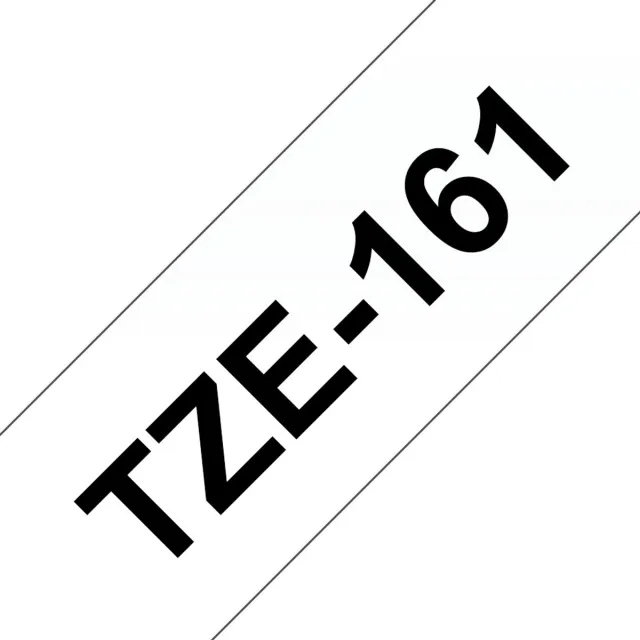 Brother TZ-161 / TZe-161 Gloss Laminated Labelling Tape - 36mm, Black/Clear