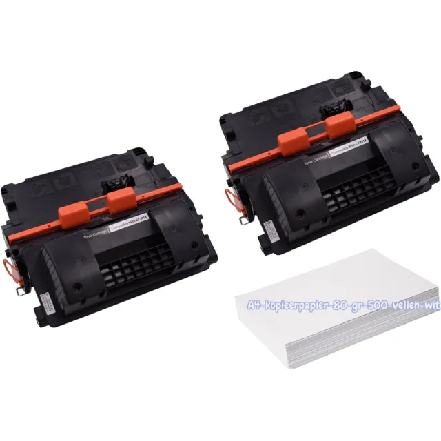 KATRIZ huismerk toner 2x CF281X(HP81X) Zwart |2x 25 000 afdrukken + Kopieerpapier-A4-80GR-500vellen-wit | Geschikt voor HP LaserJet Enterprise M604dn/ M604n/ M605dn/ M605n/ M605x/ M606dn/ M606x/ M630/ M630dn/ M630f/ M630h/ M630z