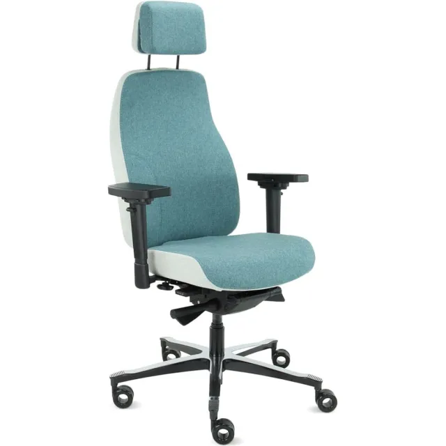 Sit And Move Therapod X2 HR Hoofdsteun - Azure/Ashgrey Facet Wol - Bureaustoel X2 - Azure - met hoofdsteun
