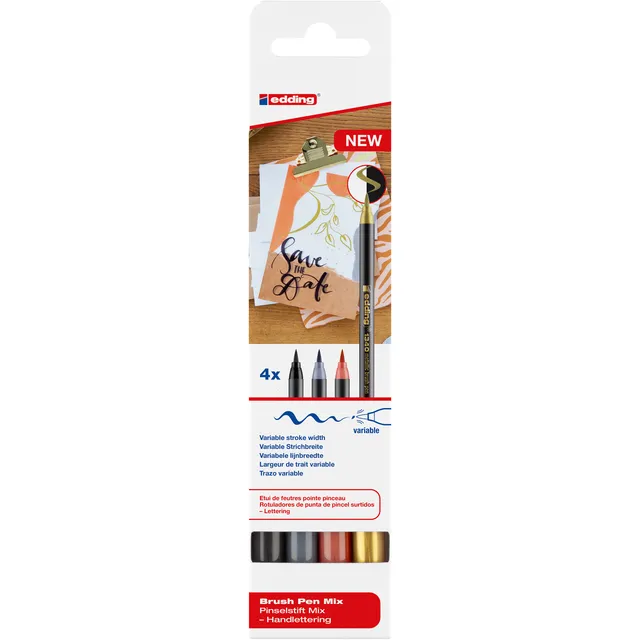 Edding Brushpen edding 1340 letteringset assorti set à 4 stuks