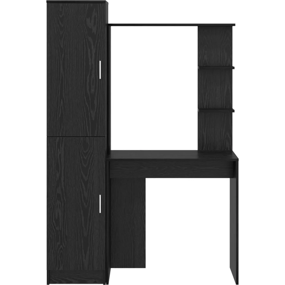 vidaXL Bureau met plank met opslag met de deur 2 st Zwart Eiken, foto 3