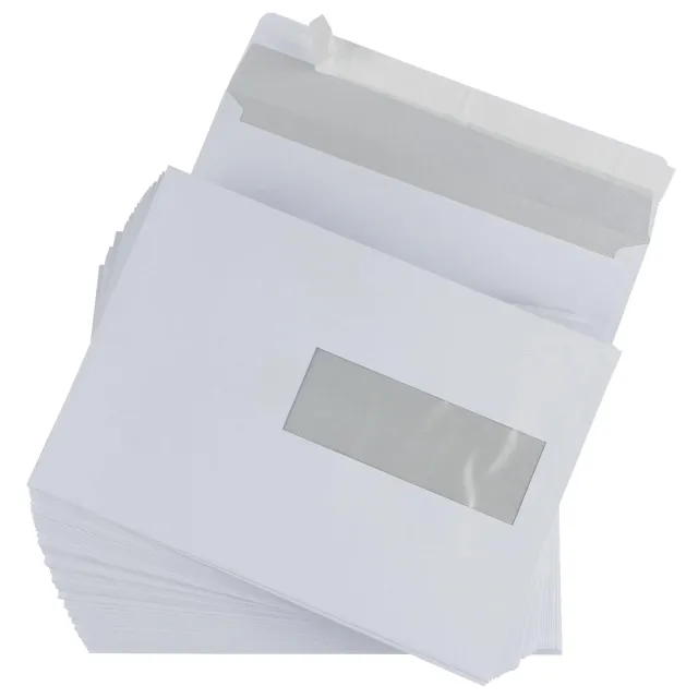 Gallery enveloppen ft 156 x 220 mm, venster rechts, stripsluiting, binnenzijde grijs, 500 stuks wit