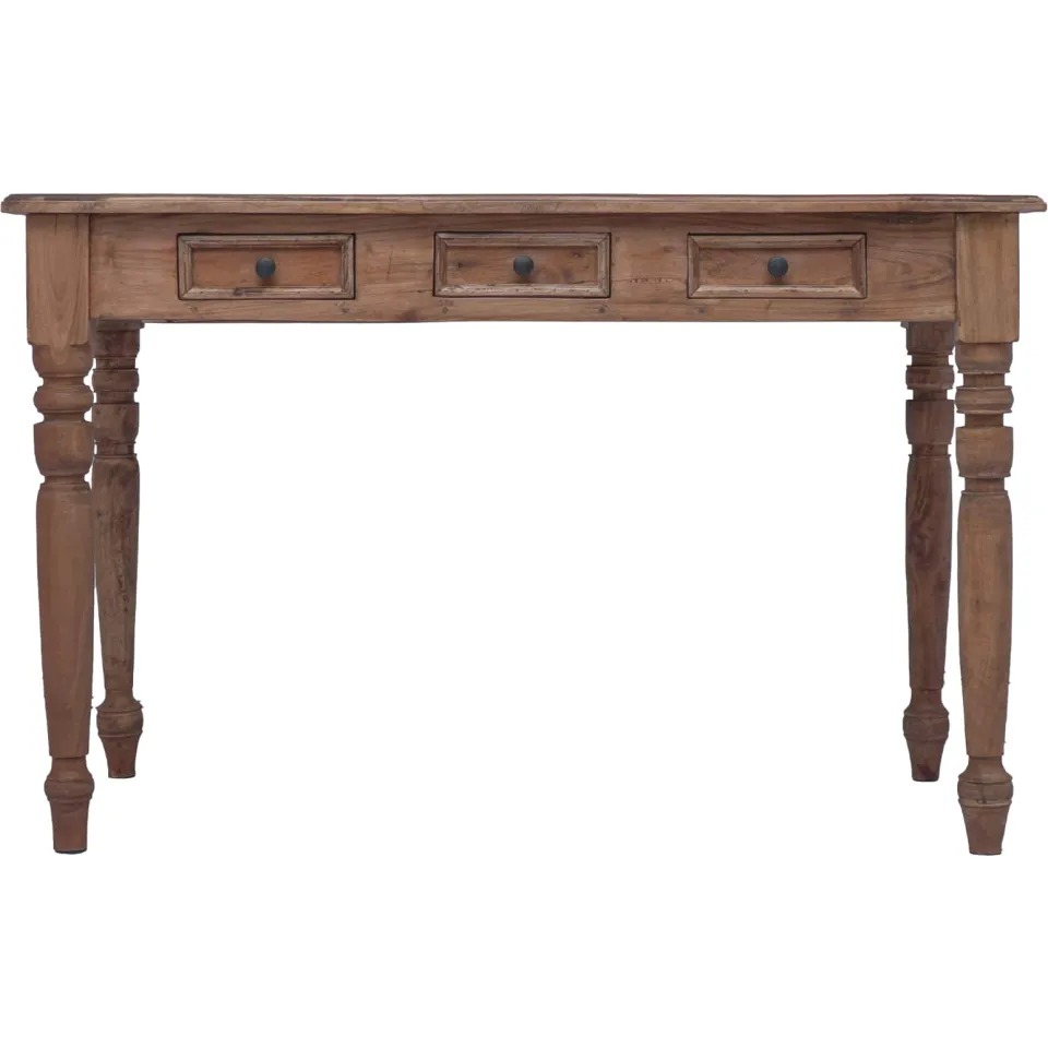 vidaXL Bureau met lades 117x57x75 cm massief mahoniehout bruin, foto 4